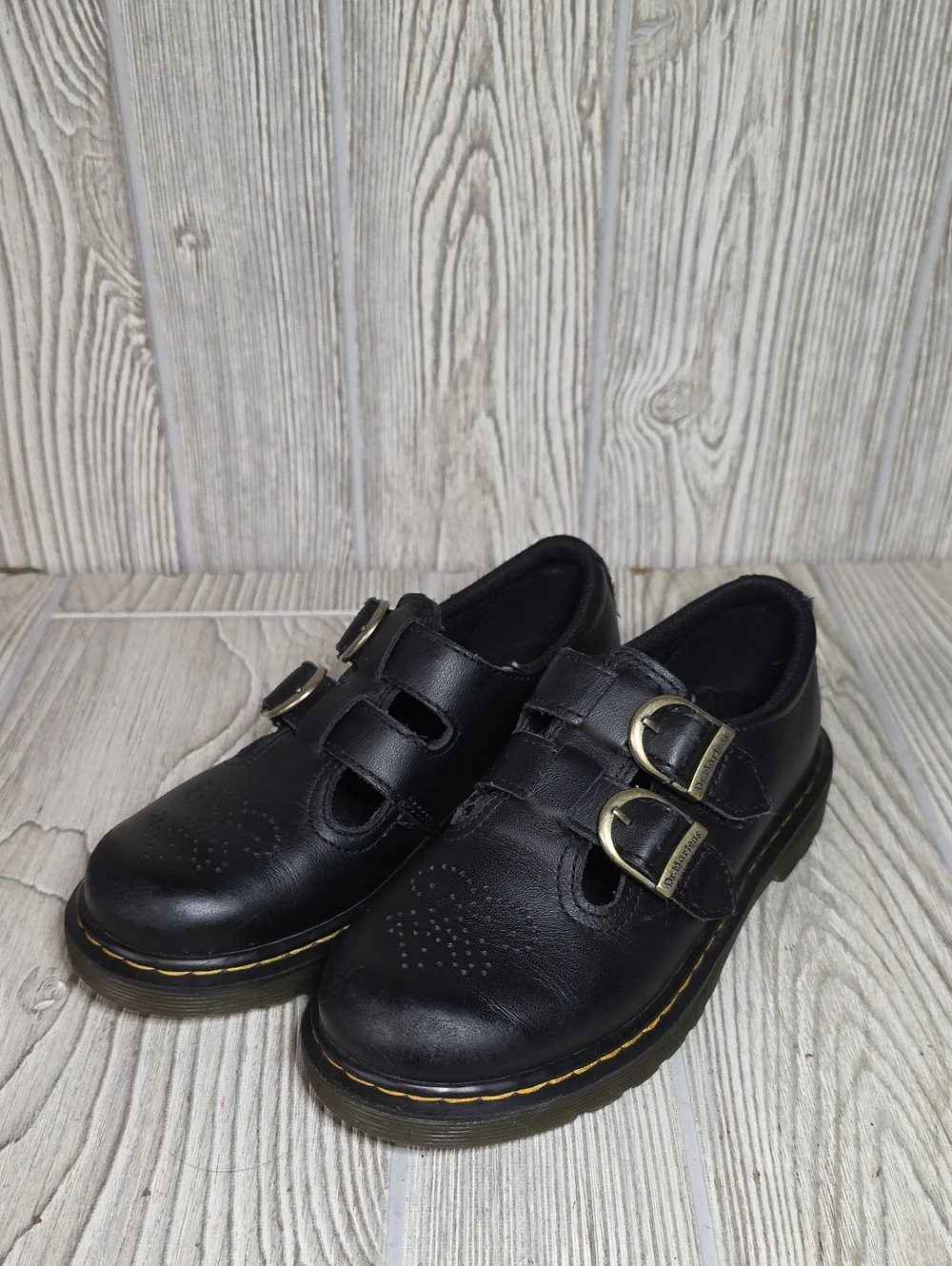 Dr. Martens Kids 8065 Black Leather Mary Jane Shoes Kids Size 13
